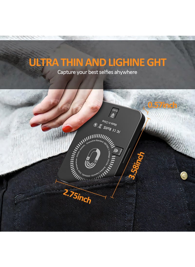 Generic - Magnetic fill light 128 LED with magnetic ring  Phone clip  Camera cold boot 2000Mah Lumen 240lm Selfie Light 3 Colors Adjustable, 3000 to 6500K Color Temperature - Image 1