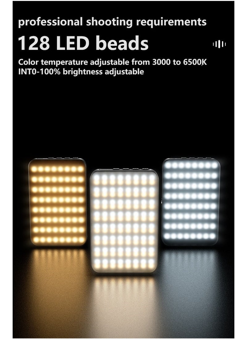 Generic - Magnetic fill light 128 LED with magnetic ring  Phone clip  Camera cold boot 2000Mah Lumen 240lm Selfie Light 3 Colors Adjustable, 3000 to 6500K Color Temperature - Image 1