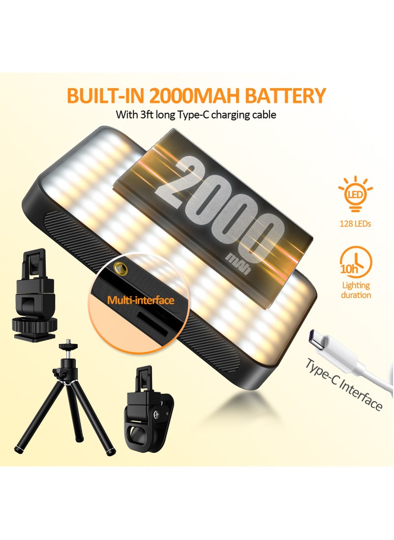 Generic - Magnetic fill light 128 LED with magnetic ring  Phone clip  Camera cold boot 2000Mah Lumen 240lm Selfie Light 3 Colors Adjustable, 3000 to 6500K Color Temperature - Image 1