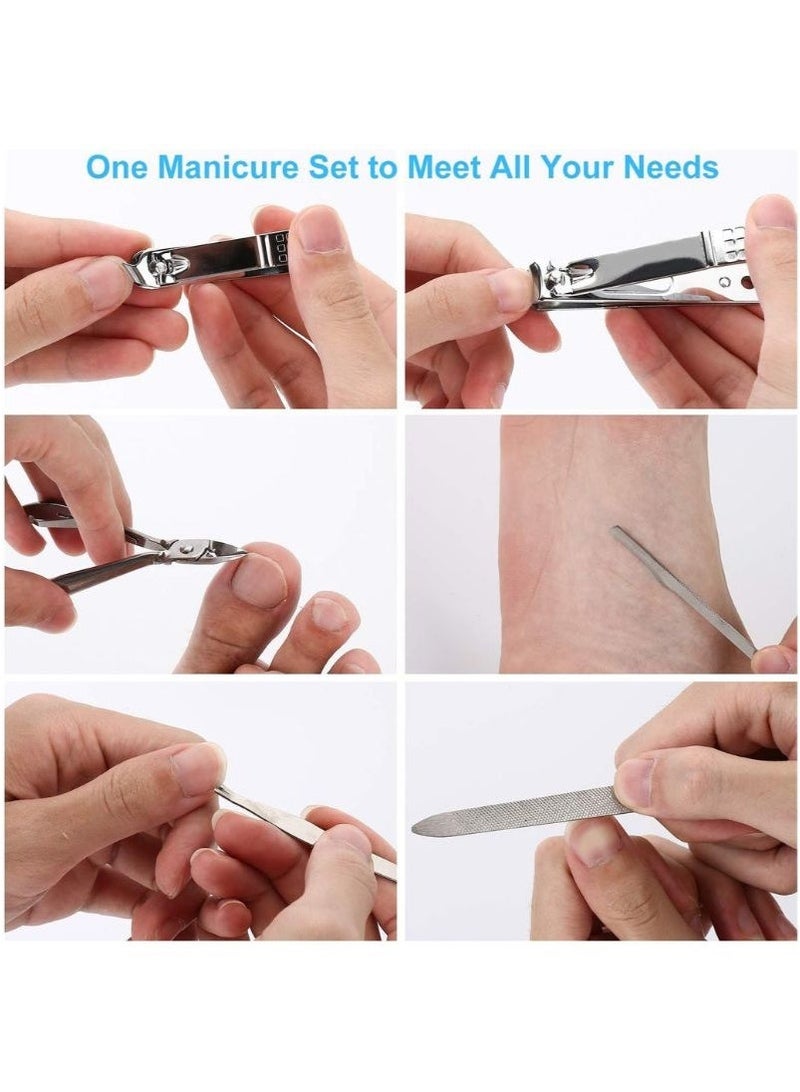 مجموعة مانيكير 19 في 1 مع مقص أظافر، مجموعة قص أظافر احترافية من الفولاذ المقاوم للصدأ للرجال والنساء، أدوات كاملة للعناية بالأظافر مع حقيبة سفر، مثالية لأظافر القدمين، الباديكير، الاستخدام المنزلي أو أثناء السفر - Image 5