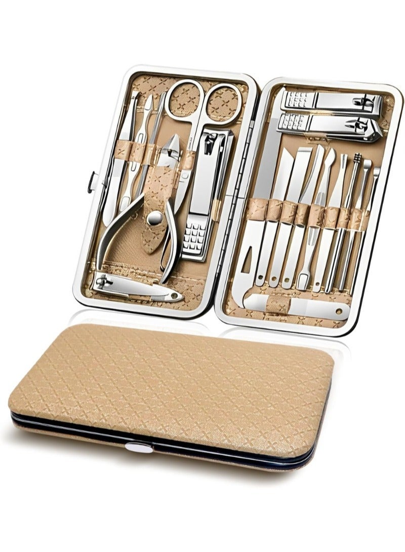 مجموعة مانيكير 19 في 1 مع مقص أظافر، مجموعة قص أظافر احترافية من الفولاذ المقاوم للصدأ للرجال والنساء، أدوات كاملة للعناية بالأظافر مع حقيبة سفر، مثالية لأظافر القدمين، الباديكير، الاستخدام المنزلي أو أثناء السفر - Image 3