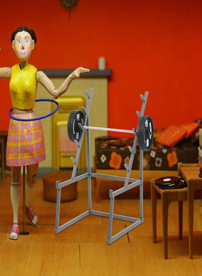 TOYANDONA Mini Dollhouse Barbell Set - 3Pcs Fitness Decor with Barbell Rack and Dumbbells, Realistic Weightlifting Model for Doll House Decoration - Image 4