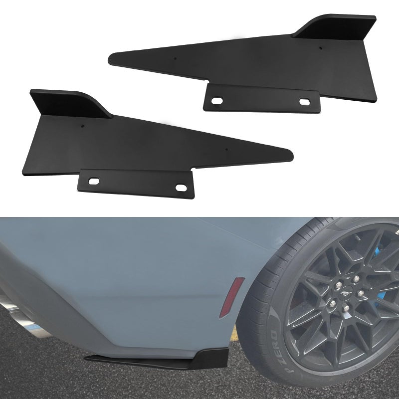 LitMiRaCle Rear Side Skirt Rocker Winglet for Mustang 2024 2025 Rear Bumper Lower Side Splitters Diffuser Car Body Plastic Spoiler Guard Protection Wings for Ford Mustang 2024 2025 Accessories
