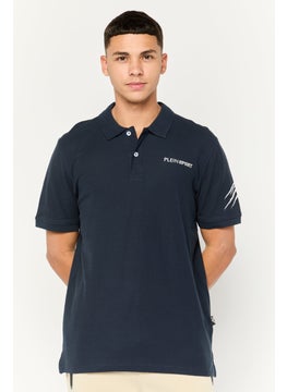 Plein Sport Men Sportswear Fit Short Sleeves Outdoor Polo Shirt, Navy  - Image 1