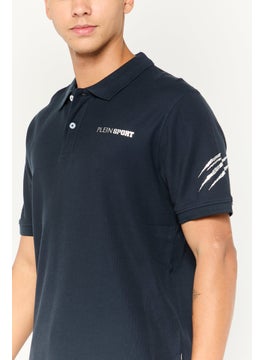 Plein Sport Men Sportswear Fit Short Sleeves Outdoor Polo Shirt, Navy  - Image 3