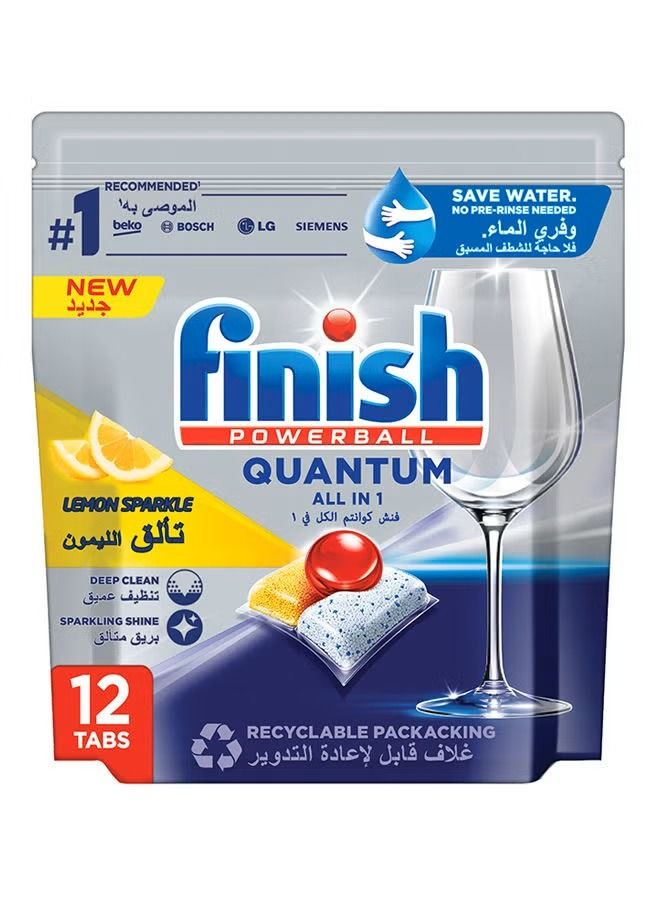 فنيش غسالة أطباق كوانتوم الكل في واحد، ليمون سباركل، 12 قرص، عبوة مزدوجة - Image 5