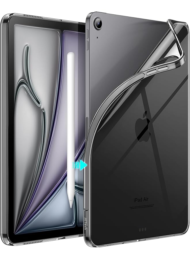 جي تيك حافظة لجهاز ايباد اير 11 انش M2 2024 وايباد اير 5 4 10.9 انش موديل 2022 2020، حافظة شفافة ناعمة من مادة TPU مقاومة للصدمات، تدعم قلم الشحن برو 2Nd، لون اسود - Image 1