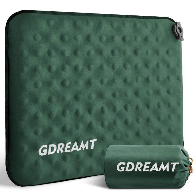 GDREAMT Inflatable Seat Cushion, Self-Inflating Memory Foam Stadium Seats Cushion Lightweight & Compact Chair Sitting Pad Airplane Cushion for Long Flight Travel Outdoor Camping Car Bleachers Office - Image 1