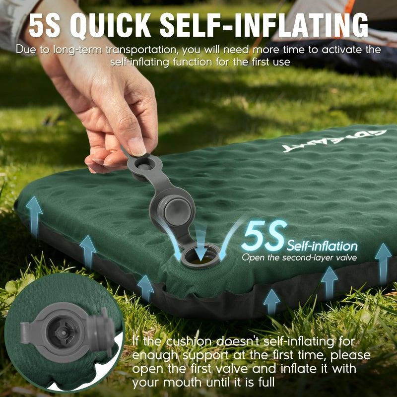 GDREAMT Inflatable Seat Cushion, Self-Inflating Memory Foam Stadium Seats Cushion Lightweight & Compact Chair Sitting Pad Airplane Cushion for Long Flight Travel Outdoor Camping Car Bleachers Office - Image 3