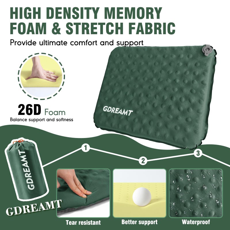 GDREAMT Inflatable Seat Cushion, Self-Inflating Memory Foam Stadium Seats Cushion Lightweight & Compact Chair Sitting Pad Airplane Cushion for Long Flight Travel Outdoor Camping Car Bleachers Office - Image 4