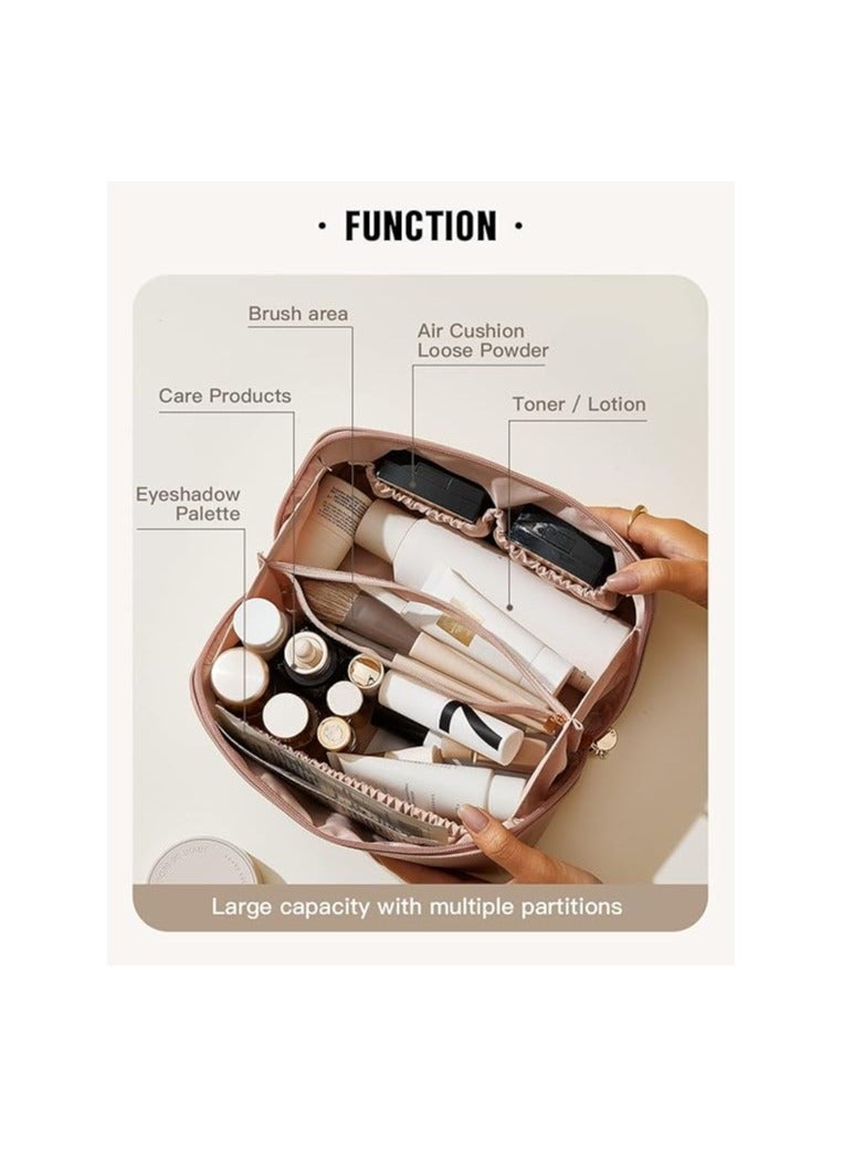Generic WITH AB Travel Makeup Bag,Large Capacity Cosmetic Bags for Women, Waterproof Portable Pouch Open Flat Toiletry Bag Make up Organizer - Image 2