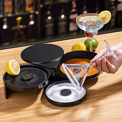 Monkkino Margarita Salt Rimmer Set, 3-Tier Bar Glass Rimmer with 2 Sponges, Bartender Tool Rimmer Dish with Separate Tier for Lime Juice, Salt and Sugar, Bar Accessories for Cocktails and Bloody Mary - Image 3