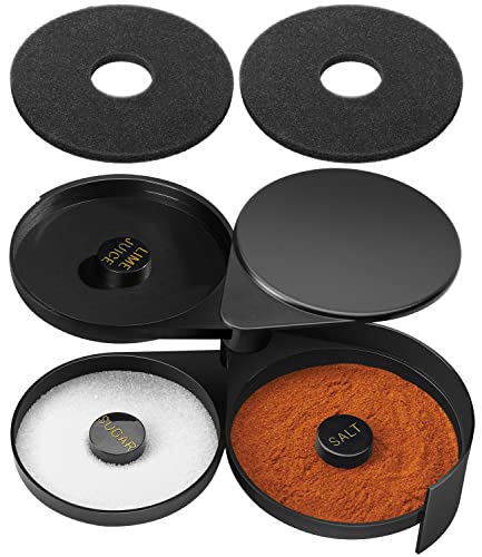 Monkkino Margarita Salt Rimmer Set, 3-Tier Bar Glass Rimmer with 2 Sponges, Bartender Tool Rimmer Dish with Separate Tier for Lime Juice, Salt and Sugar, Bar Accessories for Cocktails and Bloody Mary - Image 1