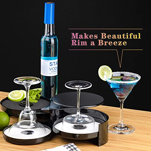 Monkkino Margarita Salt Rimmer Set, 3-Tier Bar Glass Rimmer with 2 Sponges, Bartender Tool Rimmer Dish with Separate Tier for Lime Juice, Salt and Sugar, Bar Accessories for Cocktails and Bloody Mary - Image 2