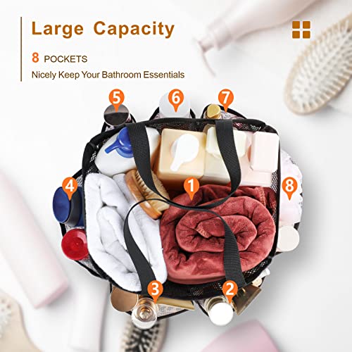 F-color Fcolor Shower Caddy Portable Mesh Shower Bag Basket Tote for College Dorm Room Essentials Bathroom Gym Camp Quick Dry for Women Men with S Hook Leopard - Image 3