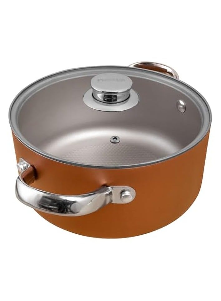 erorex Ultra 26cm/6.2L/6.5QT Non Stick Casserole with Glass Lid and Complimentary Pan Holder | Induction Based Stock Pot | Non stick Stock Pot with Lid 