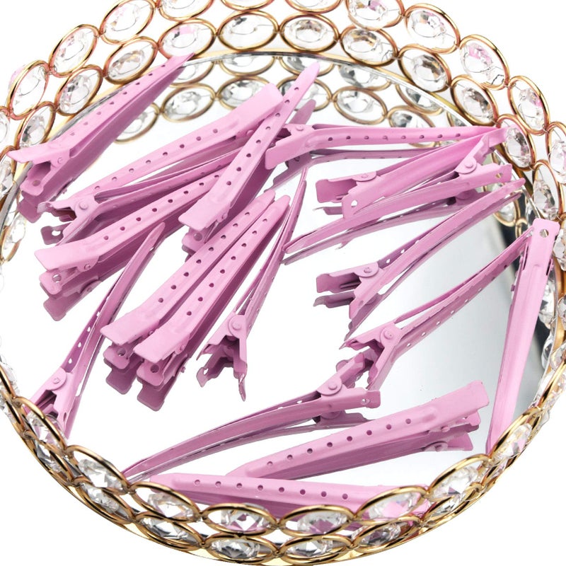 Bantoye 24 Packs Duck Bill Clips, Bantoye 3.35 Inches Rustproof Metal Alligator Curl Clips with Holes for Hair Styling, Hair Coloring, Pink - Image 4