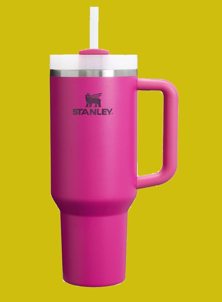 Stanley H2.0 Tumbler with Handle & Straw 40oz – Insulated Stainless Steel Travel Cup – Keeps Drinks Hot or Cold for Hours – Twist-On 3-Way Leakproof Lid – BPA-Free, Durable & Cupholder Compatible – Perfect for Work, Gym, Outdoor & Daily Hydration – Fuchsia - Image 1
