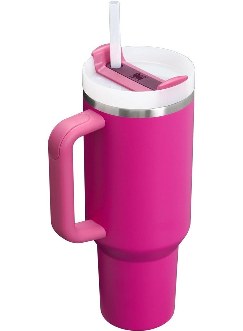 Stanley H2.0 Tumbler with Handle & Straw 40oz – Insulated Stainless Steel Travel Cup – Keeps Drinks Hot or Cold for Hours – Twist-On 3-Way Leakproof Lid – BPA-Free, Durable & Cupholder Compatible – Perfect for Work, Gym, Outdoor & Daily Hydration – Fuchsia - Image 2