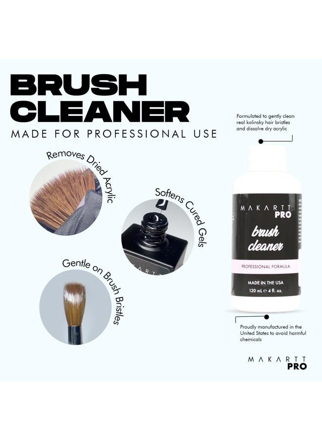 MakarttPro Nail Art Brush Cleaner & Care Solution, Professional Acrylic Nail Brush Maintenance Tool for Kolinsky Brushes, Prevents Hardening, Extends Brush Life, Made in USA, 4oz / 118ml - Image 2