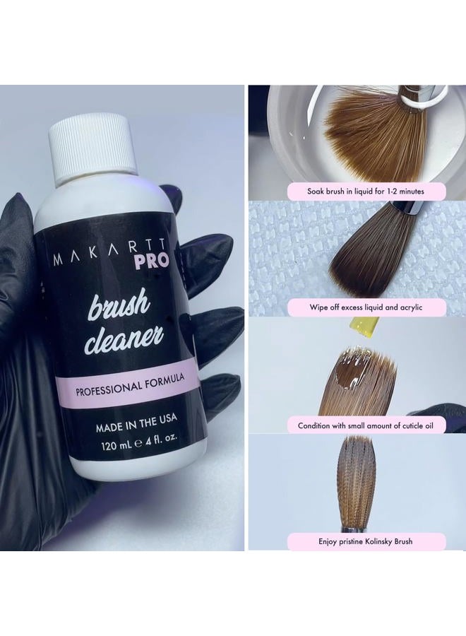 MakarttPro Nail Art Brush Cleaner & Care Solution, Professional Acrylic Nail Brush Maintenance Tool for Kolinsky Brushes, Prevents Hardening, Extends Brush Life, Made in USA, 4oz / 118ml - Image 5