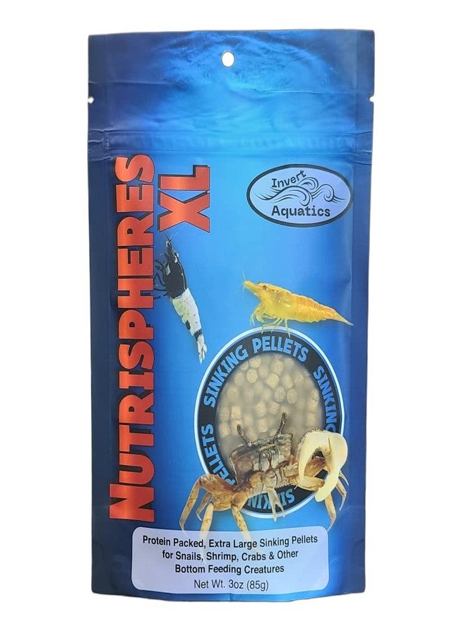 Invert Aquatics NutriSpheres XL - Extra Large Sinking Diet for Snails, Shrimp & Bottom Feeding Fish (3oz) - Image 1