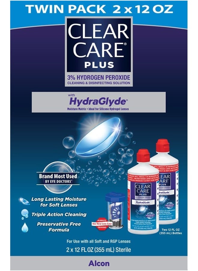 Clear Care Clear Care Plus Cleaning Solution with Lens Case, Twin Pack, Multi, 12 Oz, Pack of 2  - Image 2