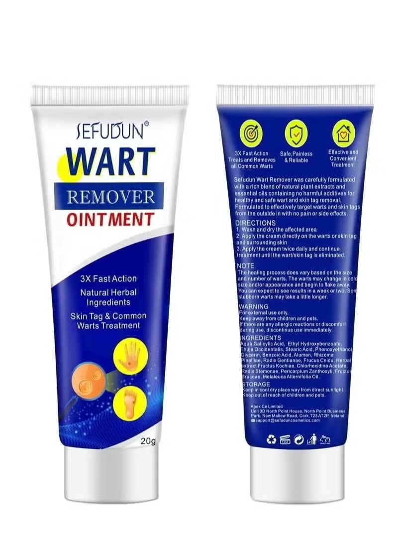 Sefudun Wart Removal Ointment Natural Herbal Wart Remover Treatment Skin Repair Cream Against Moles Warts Use On Any Parts Of Body 20g - Image 2