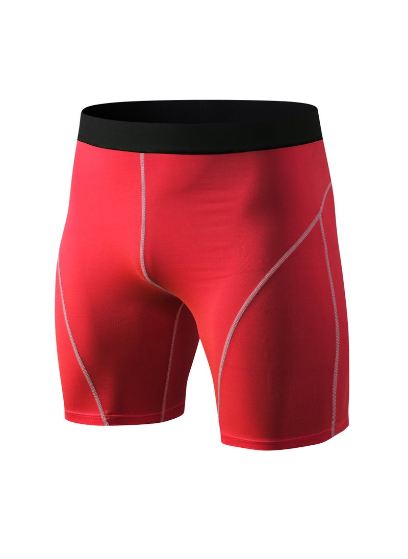 Loquat Men Quick Dry Breathable Elastic Shorts Red  - Image 1