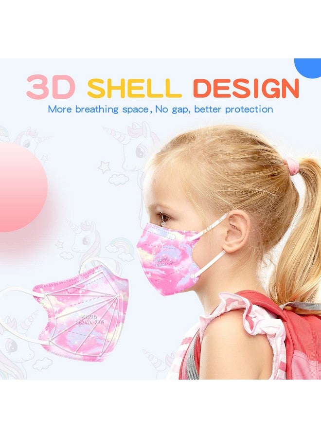 فينفن قناع وجه FENFEN Kids KN95 للاستخدام مرة واحدة - وحيد القرن للأطفال، مقاس صغير للأطفال من سن 4 إلى 12 عامًا، حماية من 5 طبقات، قناع قابل للتنفس للفتيات والأطفال، عبوة من 50 قناعًا مغلفًا بشكل فردي، ماسكارا للأطفال - Image 3