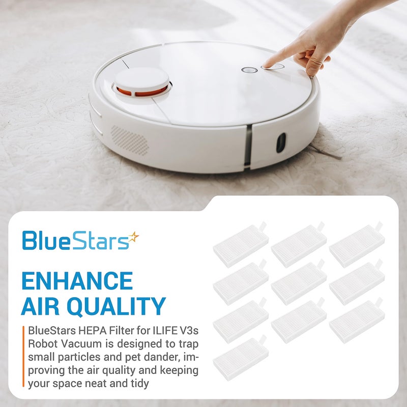 BlueStars 10pcs HEPA Filters Replacement for ILIFE V3s V3s pro V5 V5s V5s Pro V5s Pro 2 V5s Plus Noisz S5 Robotic Vacuum Cleaner - Filters ILIFE Robot Vacuum Filter - Image 2