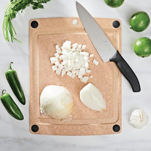 Epicurean لوح تقطيع شامل من إبيكيورين مع أقدام غير قابلة للانزلاق وتجويف للعصير، 14.5" × 11.25"، طبيعي/أسود - Image 2