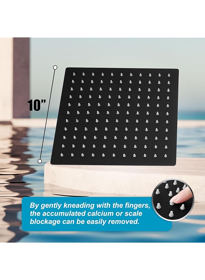 erorex Square Rain Shower Head Matte Black High Pressure Rainfall Stainless Steel Bathroom Showerhead Replacement Ultra Thin Wall Mount - Image 3