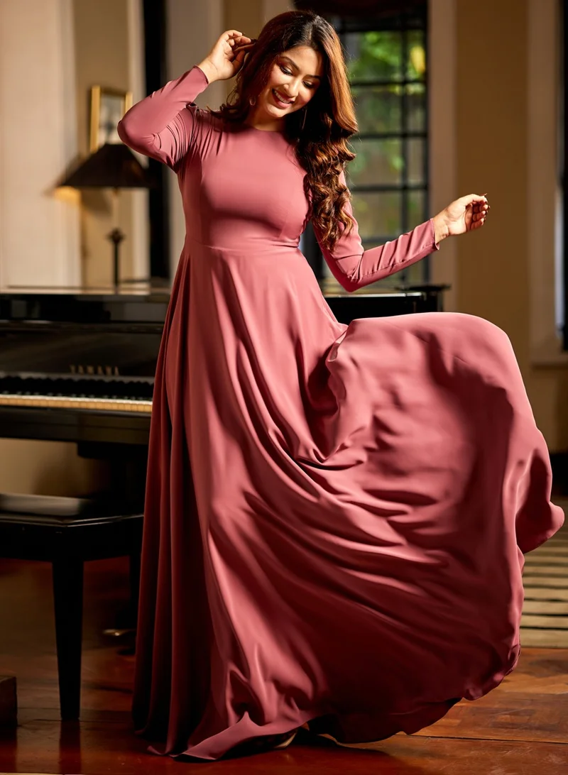 زجزاج فستان ماكسي شيفون بأكمام طويلة