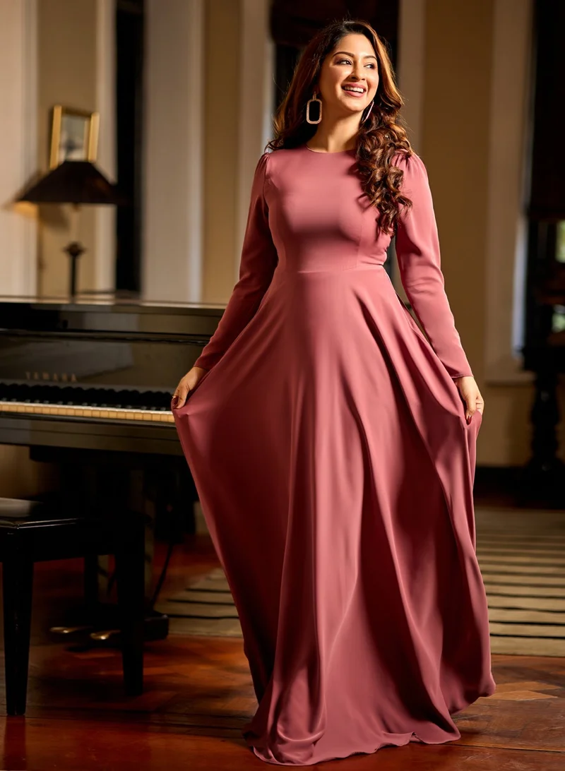 زجزاج فستان ماكسي شيفون بأكمام طويلة