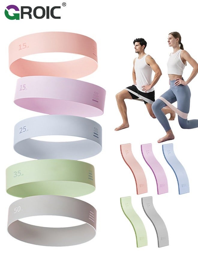 GROIC 4 Pack Resistance Bands for Working Out Silicone Booty Home Fitness, Stretching, Strength Training, Physical Therapy, Elastic Workout Women Men Kids, Set of 5  - Image 1
