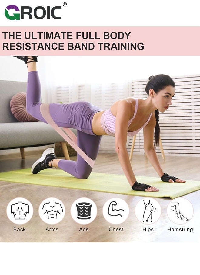 GROIC 4 Pack Resistance Bands for Working Out Silicone Booty Home Fitness, Stretching, Strength Training, Physical Therapy, Elastic Workout Women Men Kids, Set of 5  - Image 5