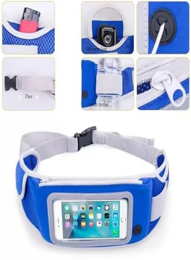 Aeoss Waist Bag with Bottle Hole and Smartphone Pocket Bum Bag Hip Pocket Belt Bag Blue - Image 2