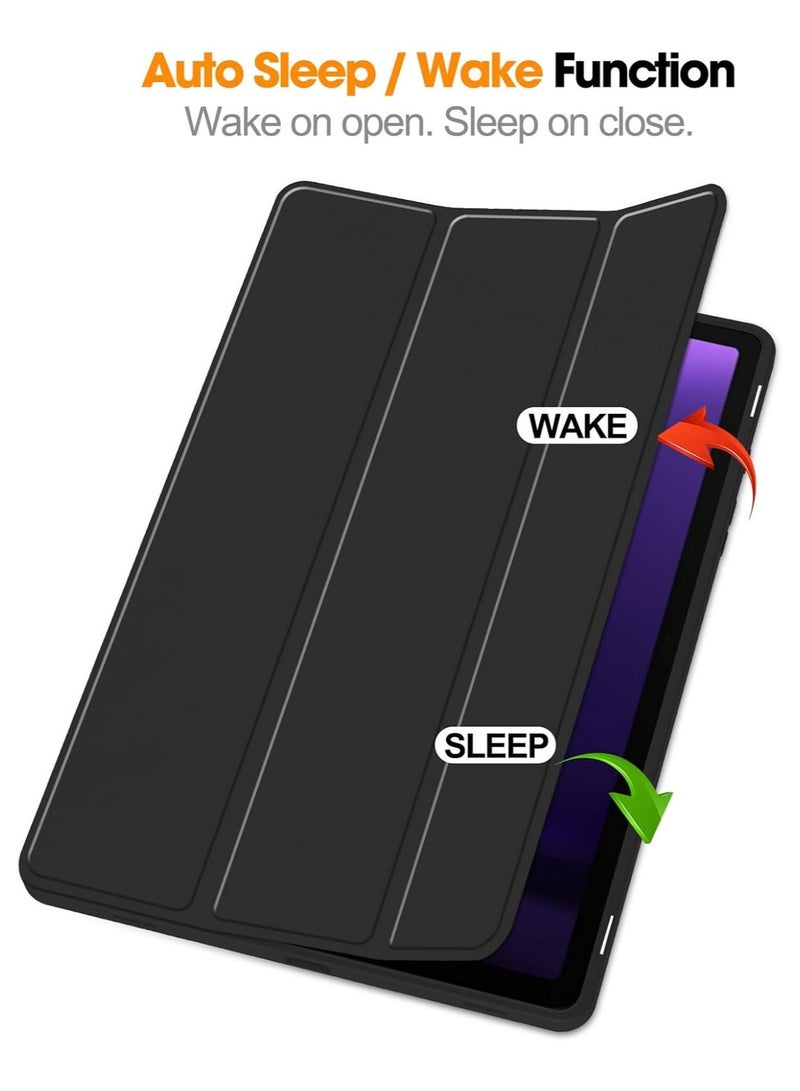 Tablet Case for Samsung Galaxy Tab S10 FE / S9 FE 10.9-Inch with S Pen Holder, Soft TPU Tri-Fold Stand Protective Tablet Cover, Support S Pen Charging, Auto Wake/Sleep (Black) - Image 2