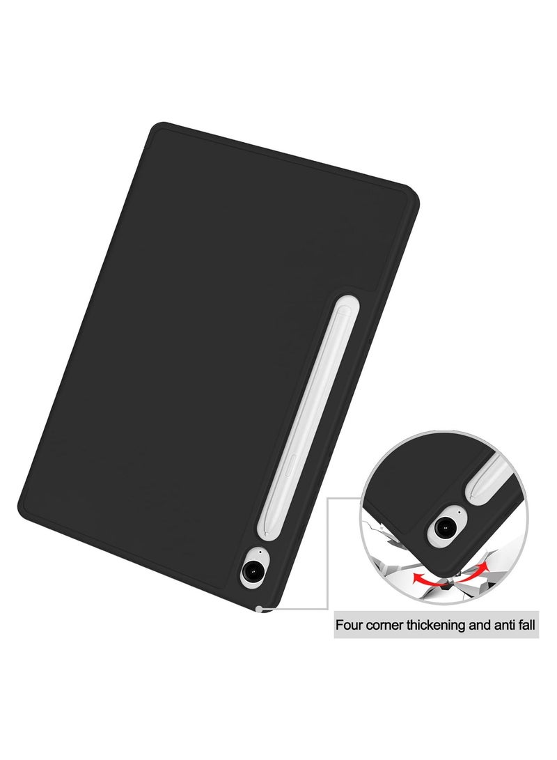 Tablet Case for Samsung Galaxy Tab S10 FE / S9 FE 10.9-Inch with S Pen Holder, Soft TPU Tri-Fold Stand Protective Tablet Cover, Support S Pen Charging, Auto Wake/Sleep (Black) - Image 4