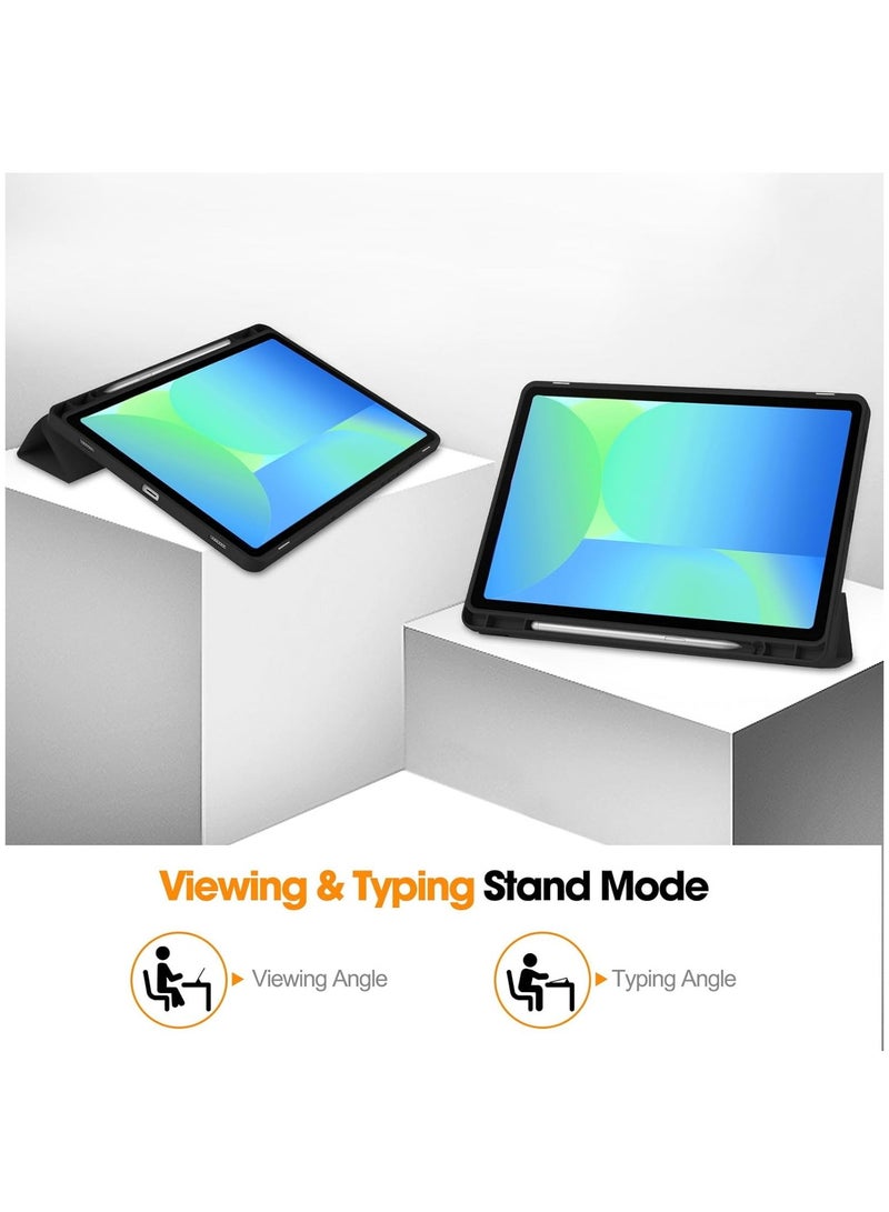 Tablet Case for Samsung Galaxy Tab S10 FE / S9 FE 10.9-Inch with S Pen Holder, Soft TPU Tri-Fold Stand Protective Tablet Cover, Support S Pen Charging, Auto Wake/Sleep (Black) - Image 3
