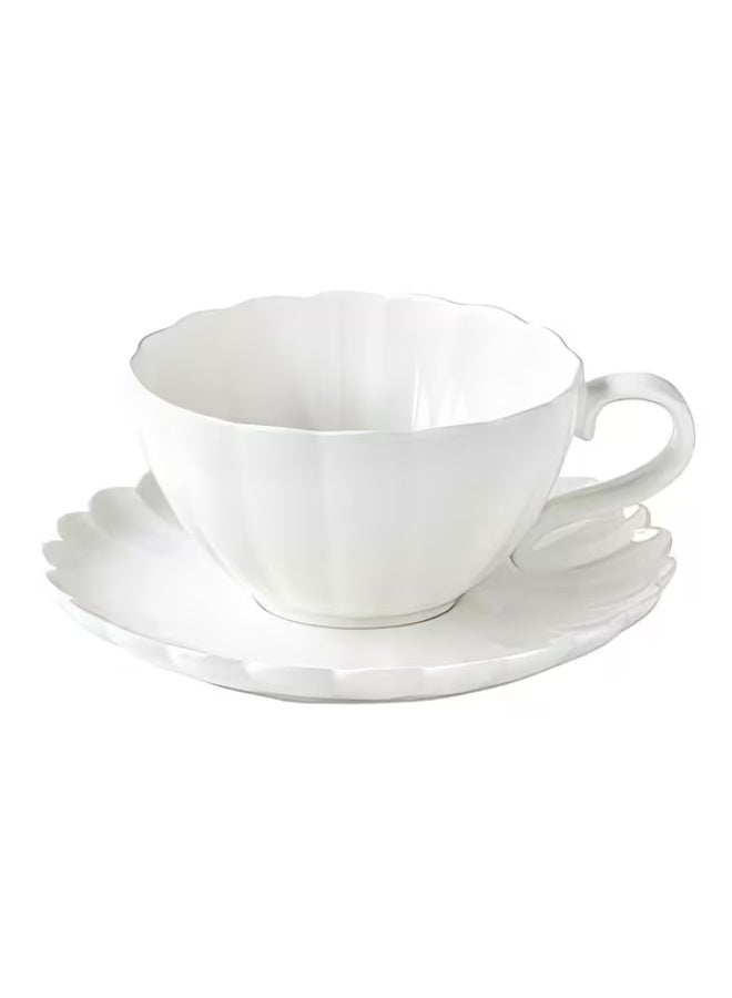 Easy Life Porcelain Microwave and Dishwasher Safe Lifestyle Tea Cup and Saucer Set White 250ml