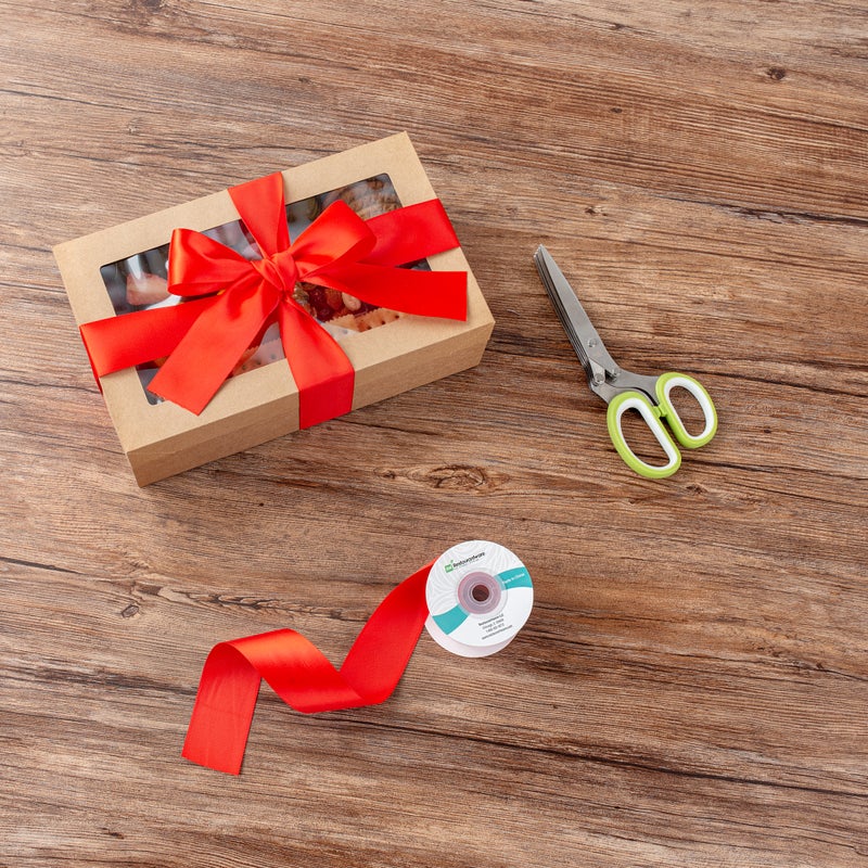 Restaurantware-Gift Tek 10 Yards x 1.5 Inch Satin Ribbon, 10 Single Faced Fabric Ribbon - Wide, Vibrant, Red Polyester Ribbons, Solid Colored, For Gift Wrapping, Crafts, Weddings, Parties - Image 4