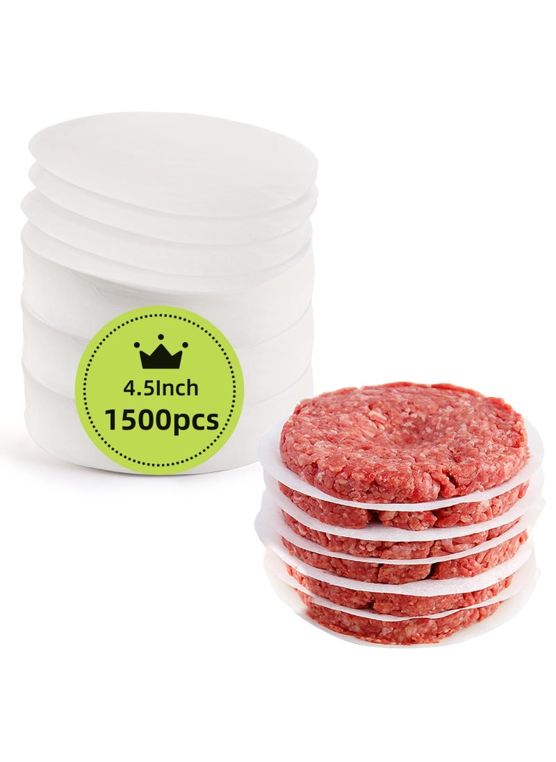 Cedilis Cedilis 1500pcs Hamburger Patty Paper 45IN NonStick Wax Papers Round Parchment Paper FoodGrade Burger Sheets for Patty Separating Freezing BBQ Ground Beef and Turkey 