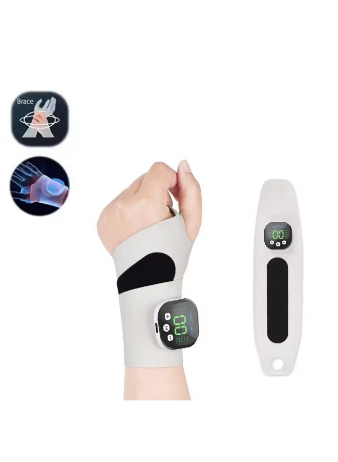 Rechargeable Adjustable Electric Wrist Massager Portable Cordless Hand Heating Pad With 8 Modes 30 Intensity Levels Wrist Massage Machine Wearable Hand Heating Pad For Daily Sports White