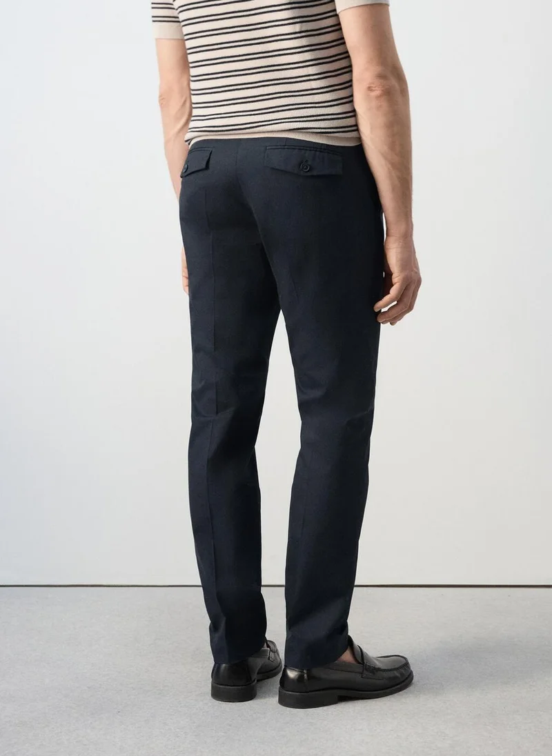Mango Man 100% cotton twill slim fit trousers