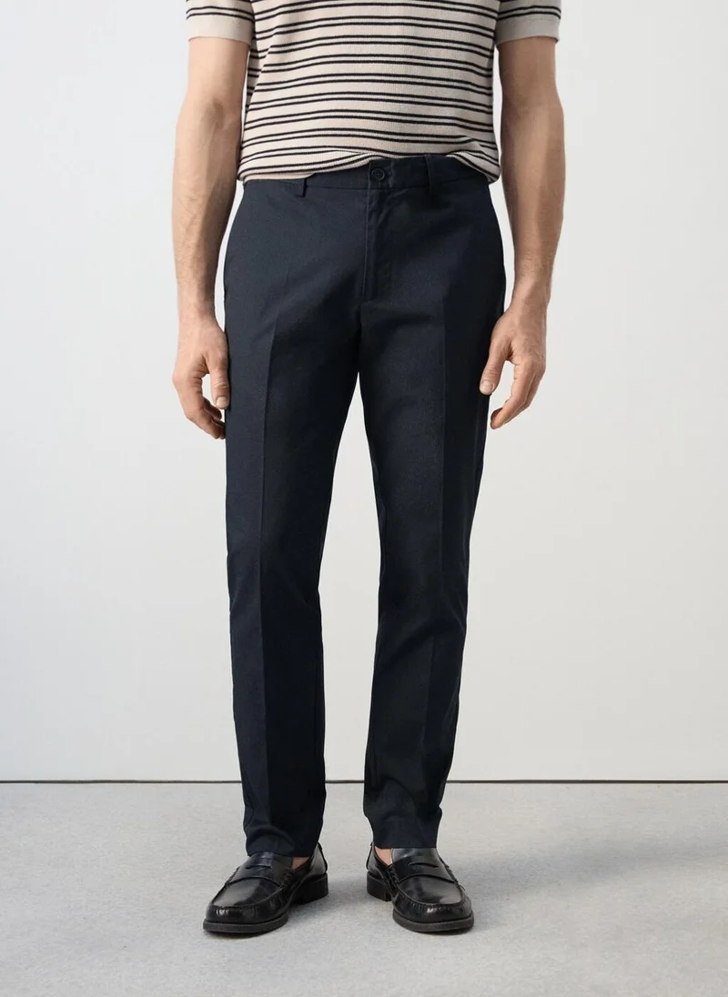 Mango Man 100% cotton twill slim fit trousers