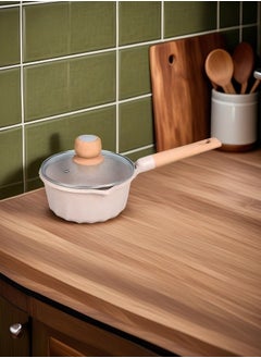 MGC Wooden Handle Non-Stick Spotted Soup Pot Fashion Insulation Wooden Handle Glass Lid Non-Stick Cookware Simple Spotted Wood Top Button Glass Lid Small Cooking Pot  - Image 3