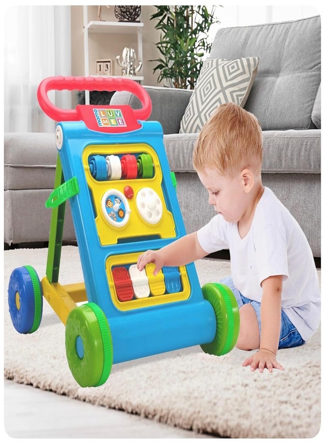 JoyRide Baby Activity Walker, Foldable Musical Push Walker for Babies with Recreational Toy Bar 6 to 18 Months, Multicolour (Blue) - Image 5