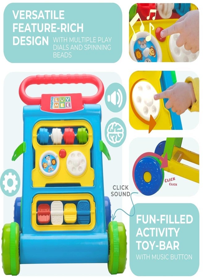 JoyRide Baby Activity Walker, Foldable Musical Push Walker for Babies with Recreational Toy Bar 6 to 18 Months, Multicolour (Blue) - Image 3